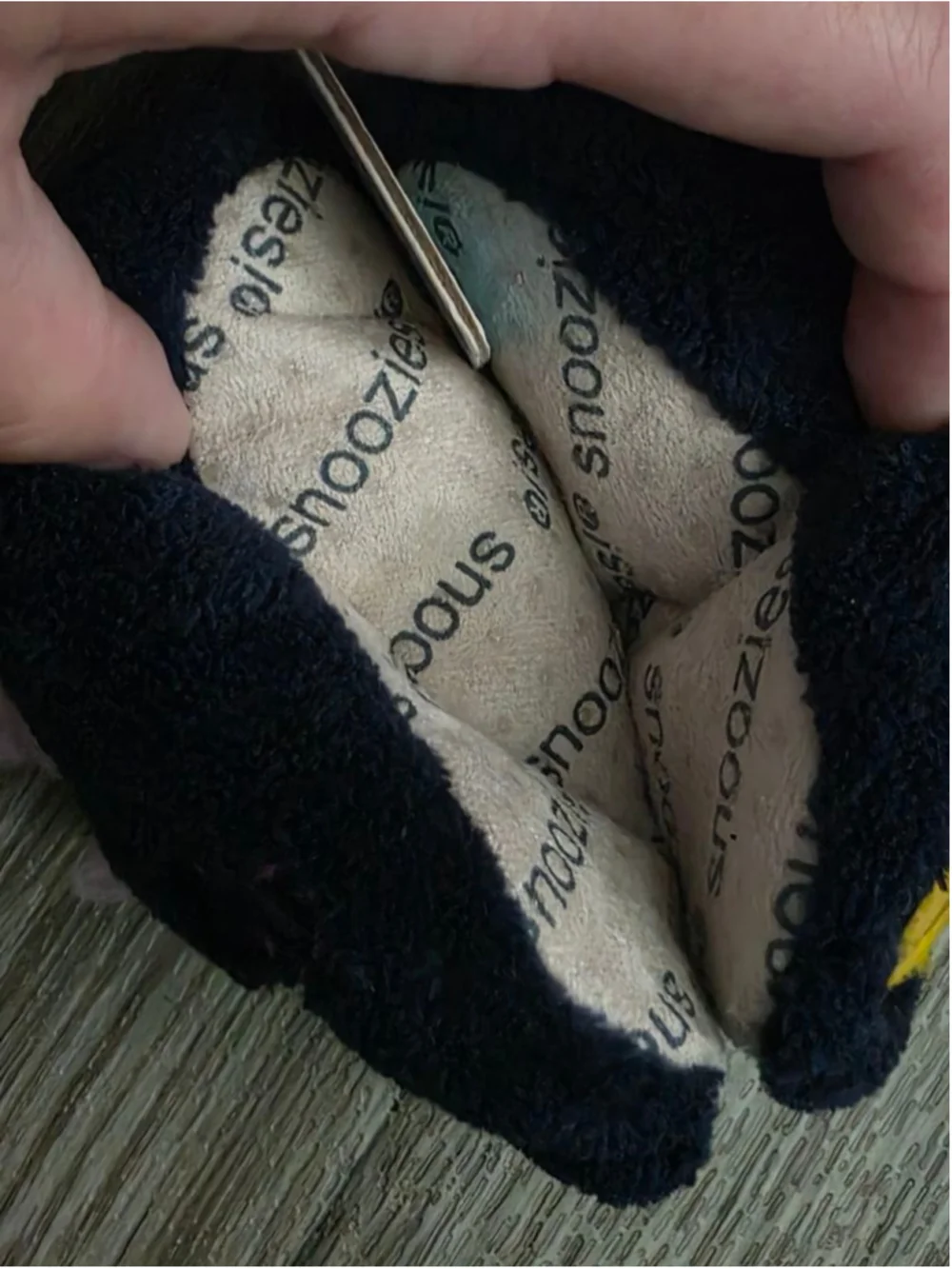 Baby Snoozies! Navy Purple‎ Cat & Yarn Slippers 0-3mo